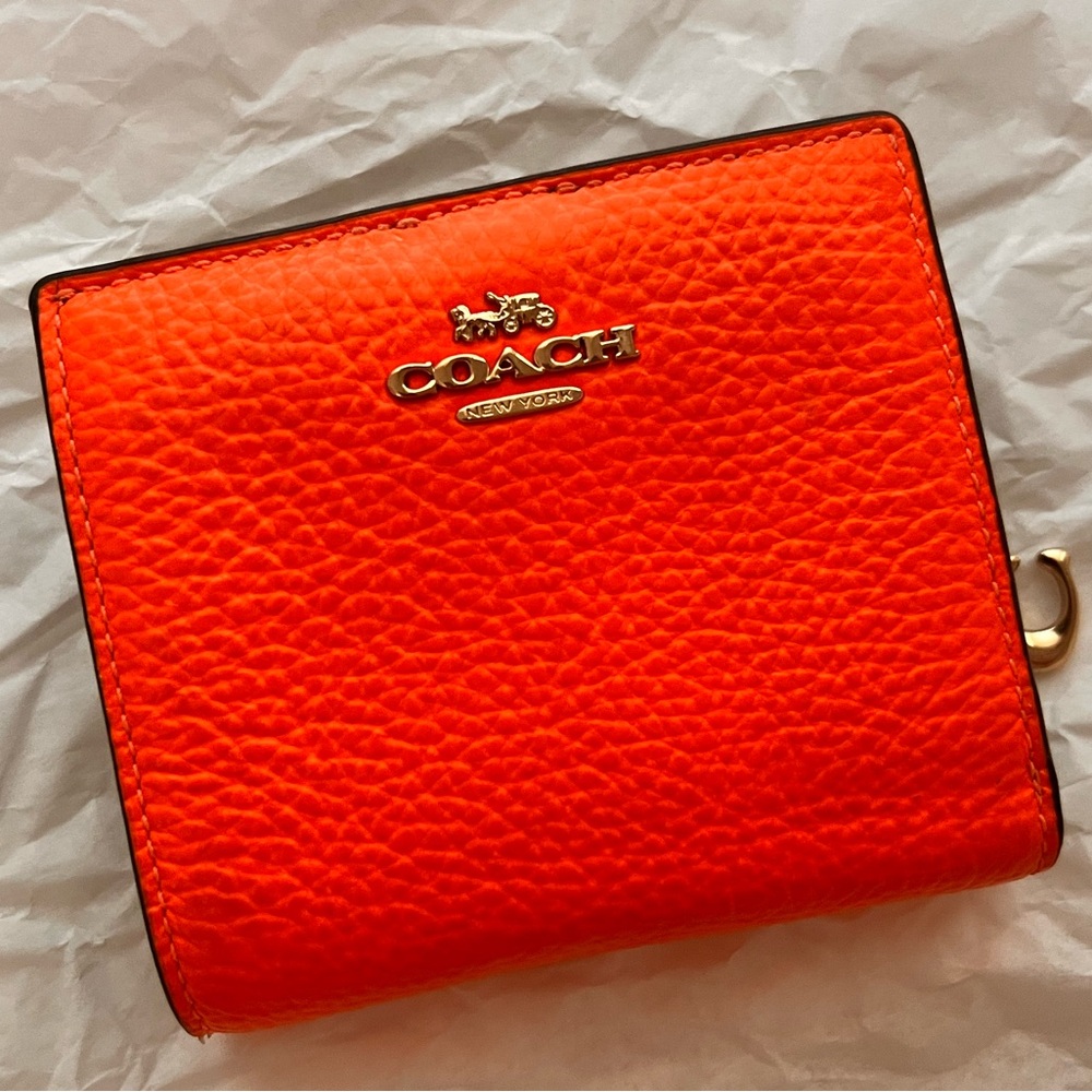 Coach Vibrant Orange Leather Wallet